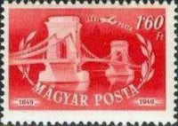 Hungary 1949 Budapest Chain Bridge - Centenary-Stamps-Hungary-StampPhenom