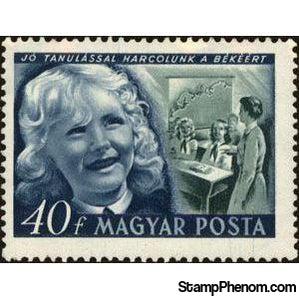 Hungary 1950 Girl and school-Stamps-Hungary-StampPhenom