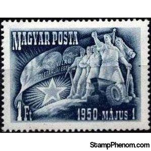 Hungary 1950 Labourers with flag; star-Stamps-Hungary-StampPhenom