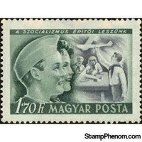 Hungary 1950 Pioneers building an airplane model-Stamps-Hungary-StampPhenom