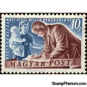 Hungary 1950 Signing the appeal for peace-Stamps-Hungary-StampPhenom