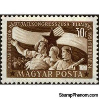 Hungary 1951 Crowd with flag-Stamps-Hungary-StampPhenom