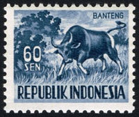 Indonesia 1956 Banteng (Bos javanicus)-Stamps-Indonesia-Mint-StampPhenom