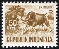 Indonesia 1956 Banteng (Bos javanicus)-Stamps-Indonesia-Mint-StampPhenom