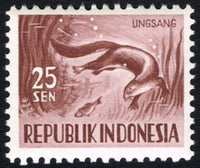 Indonesia 1956 Smooth-coated Otter (Lutrogale perspicillata)-Stamps-Indonesia-Mint-StampPhenom