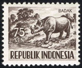 Indonesia 1956 Sumatran Rhinoceros (Dicerorhinus sumatrensis)-Stamps-Indonesia-Mint-StampPhenom