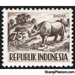 Indonesia 1956 Sumatran Rhinoceros (Dicerorhinus sumatrensis), 75s-Stamps-Indonesia-Mint-StampPhenom