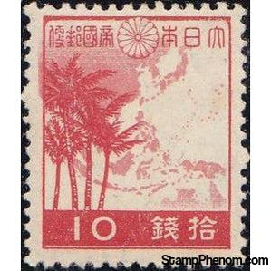 Japan 1942 Palms and map of Japan and its dependencies-Stamps-Japan-StampPhenom