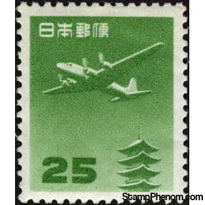 Japan 1953 Douglas DC-4 over the Horyu-ji Pagoda, Nara 25¥-Stamps-Japan-Mint-StampPhenom