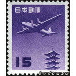 Japan 1962 Douglas DC-4 over the Horyu-ji Pagoda, Nara 15¥-Stamps-Japan-Mint-StampPhenom