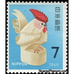 Japan 1968 Carved Cock Toy-Stamps-Japan-Mint-StampPhenom