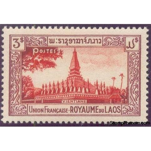 Laos 1951 Pha That Luang Temple, Vientiane-Stamps-Laos-Mint-StampPhenom