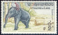 Laos 1958 Asian Elephant (Elephas maximus)-Stamps-Laos-Mint-StampPhenom