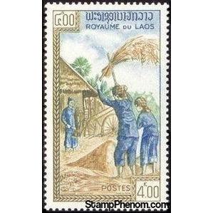 Laos 1963 Threshing Rice-Stamps-Laos-Mint-StampPhenom