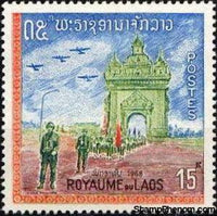 Laos 1968 Laotian Army Parade through the Memorial Arch-Stamps-Laos-Mint-StampPhenom