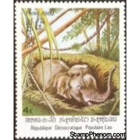 Laos 1982 Asian Elephant (Elephas maximus) in trap-Stamps-Laos-Mint-StampPhenom