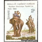 Laos 1982 Asian Elephant (Elephas maximus) with passengers-Stamps-Laos-Mint-StampPhenom