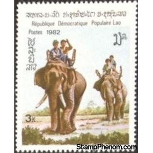 Laos 1982 Asian Elephant (Elephas maximus) with passengers-Stamps-Laos-Mint-StampPhenom