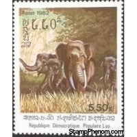 Laos 1982 Herd of Asian Elephants (Elephas maximus)-Stamps-Laos-Mint-StampPhenom