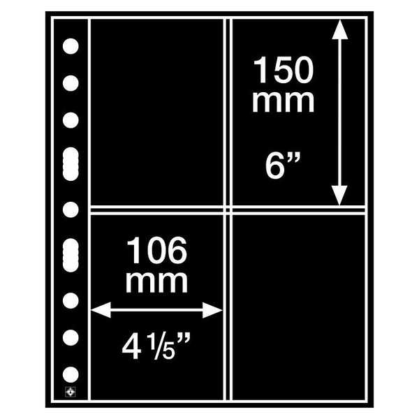 Lighthouse Grande Sheets 4 Pocket for Postcards, Black