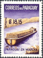 Paraguay 1961 Logs on River Barge