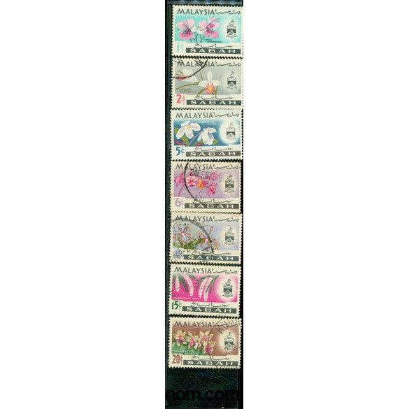 Malaysia (Sabah) Flowers , 7 stamps