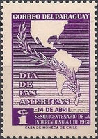 Paraguay 1962 Map of America and Laurel branch