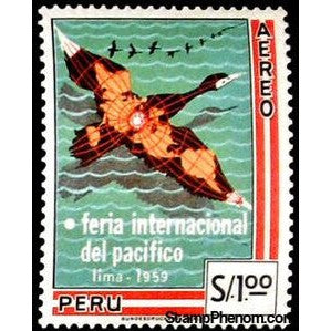 Peru 1960 Map of Americas on Cormorant-Peru-StampPhenom