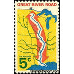 United States of America 1966 Map of Central United States with Great River Road