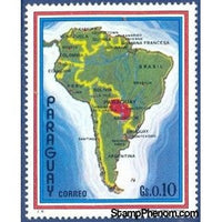 Paraguay 1972 Map of South America