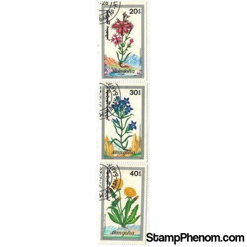 Mongolia Flowers , 3 stamps