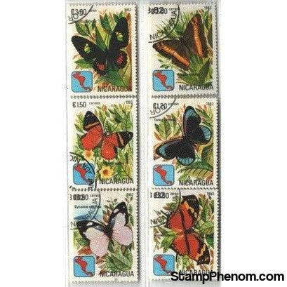 Nicaragua Butterflies Lot 2, 6 stamps