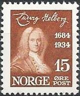 Norway 1934 The 250th Birth Anniversary of Ludvig Holberg-Stamps-Norway-Mint-StampPhenom