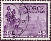 Norway 1947 300th Anniversary of the Post Office-Stamps-Norway-Mint-StampPhenom