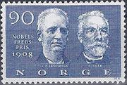 Norway 1968 1908 Nobel Peace Prize Winners-Stamps-Norway-Mint-StampPhenom