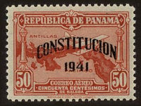 Panama 1941 Airplane over Map of Panama (overprint)-Stamps-Panama-StampPhenom