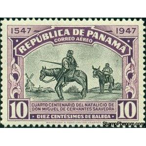 Panama 1948 Don Quixote Attacking Windmill-Stamps-Panama-Mint-StampPhenom