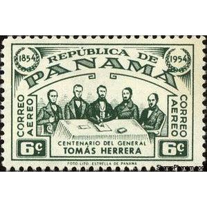 Panama 1954 Gen. Herrera at Conference Table-Stamps-Panama-Mint-StampPhenom