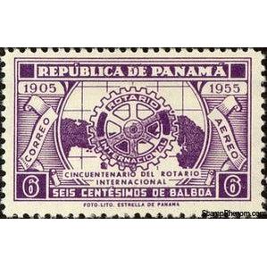 Panama 1955 50th Anniversary of Rotary International - Emblem and map-Stamps-Panama-Mint-StampPhenom