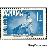 Panama 1961 Boy cutting with saw, 1c-Stamps-Panama-Mint-StampPhenom