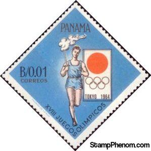 Panama 1964 Olympic games , torch run-Stamps-Panama-Mint-StampPhenom