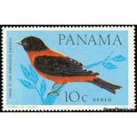 Panama 1965 Crimson-backed Tanager (Ramphocelus dimidiatus)-Stamps-Panama-Mint-StampPhenom