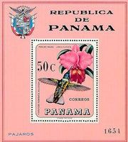 Panama 1967 White-necked Jacobin (Florisuga mellivora), Laelia hybr.-Stamps-Panama-StampPhenom