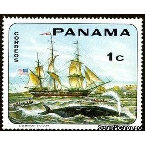 Panama 1968 American whaling ship "Uncas", by L. Lebreton (19th century)-Stamps-Panama-Mint-StampPhenom