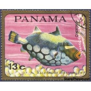 Panama 1968 Clown Triggerfish (Balistoides conspicillum)-Stamps-Panama-Mint-StampPhenom