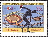 Panama 1970 Stadium, Discus Thrower-Stamps-Panama-Mint-StampPhenom