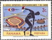 Panama 1970 Stadium, Discus Thrower-Stamps-Panama-Mint-StampPhenom