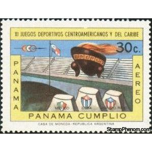 Panama 1970 Stadium, eternal flame, flags-Stamps-Panama-Mint-StampPhenom