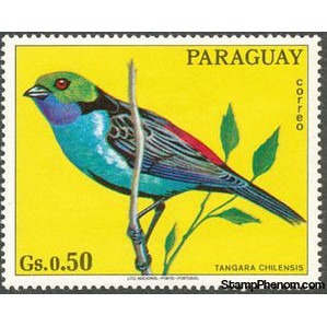 Paraguay 1973 Paradise Tanager (Tangara chilensis)