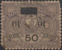 Paraguay 1900 Telegraph stamp with overprint-Stamps-Paraguay-StampPhenom